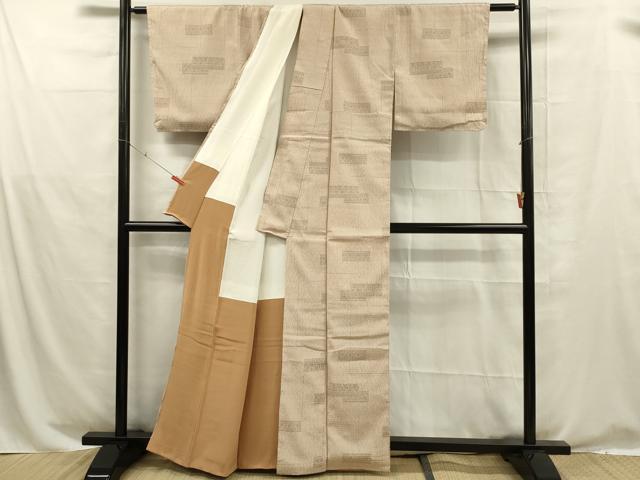 平和屋着物■塩沢紬　幾何学文　正絹　逸品　未使用　DABE0259ya