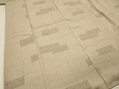 平和屋着物■塩沢紬　幾何学文　正絹　逸品　未使用　DABE0259ya