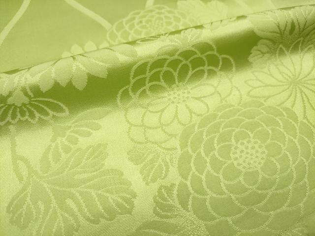 平和屋着物■上質な色無地　草花地紋　若苗色　正絹　逸品　DABE0260ya