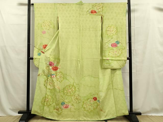 平和屋着物■豪華振袖　駒刺繍　絞り　扇面花文　正絹　逸品　DABE0264ya