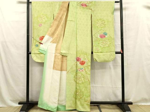 平和屋着物■豪華振袖　駒刺繍　絞り　扇面花文　正絹　逸品　DABE0264ya