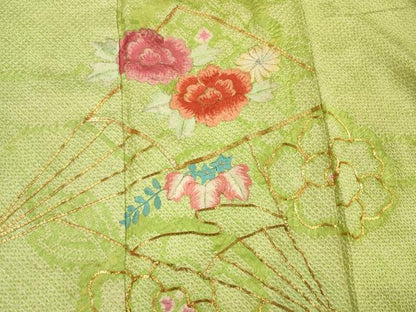 平和屋着物■豪華振袖　駒刺繍　絞り　扇面花文　正絹　逸品　DABE0264ya