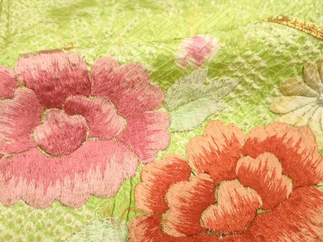 平和屋着物■豪華振袖　駒刺繍　絞り　扇面花文　正絹　逸品　DABE0264ya