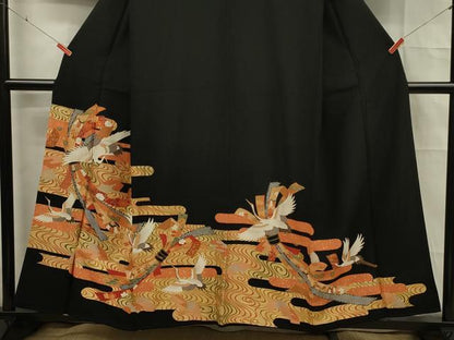 平和屋着物■豪華黒留袖　束ね熨斗花鳥文　金彩　正絹　逸品　DABE0266ya