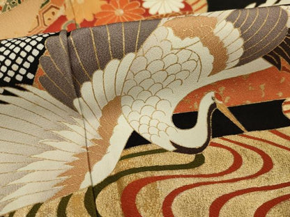 平和屋着物■豪華黒留袖　束ね熨斗花鳥文　金彩　正絹　逸品　DABE0266ya