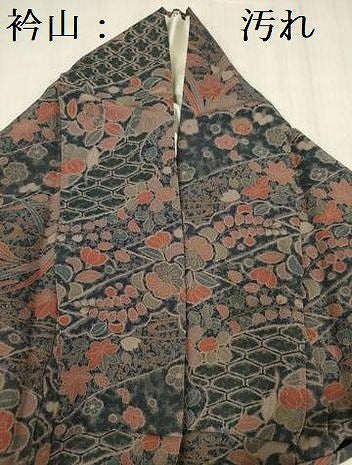 平和屋着物■上質な小紋　草花文　鬼しぼ縮緬　正絹　逸品　DABE0270ya
