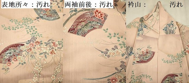 平和屋着物■上質な小紋　花鳥地紙文　金彩　正絹　逸品　DABE0272ya