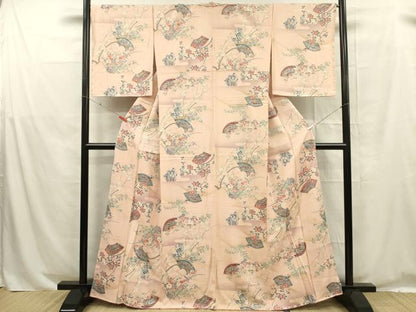 平和屋着物■上質な小紋　花鳥地紙文　金彩　正絹　逸品　DABE0272ya