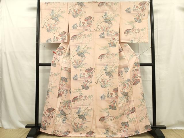 平和屋着物■上質な小紋　花鳥地紙文　金彩　正絹　逸品　DABE0272ya