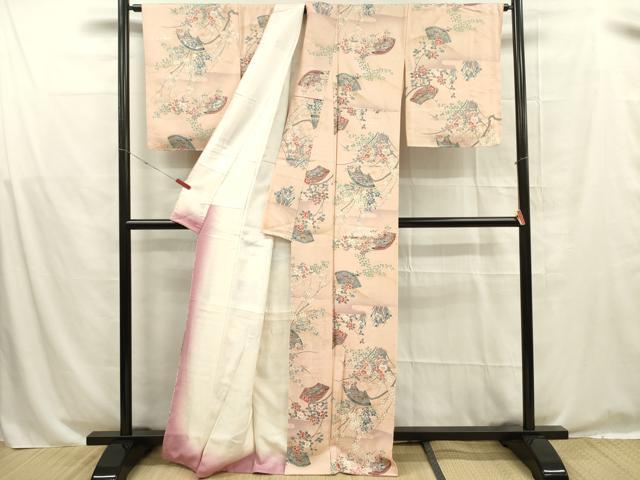 平和屋着物■上質な小紋　花鳥地紙文　金彩　正絹　逸品　DABE0272ya