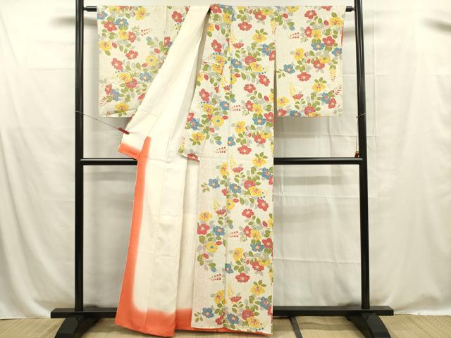 平和屋着物■上質な小紋　草花文　正絹　逸品　DABE0273ya