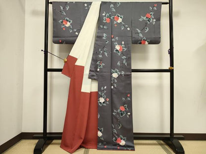 平和屋着物■上質な小紋　枝花文　正絹　逸品　DABE0335ya