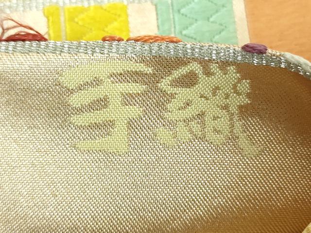 平和屋着物◎六通柄袋帯 唐織 手織 幾何学間道 正絹 逸品 DABE0347ya