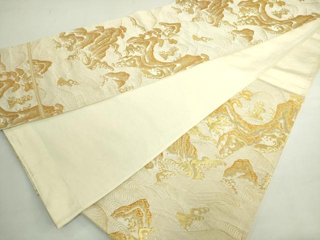 平和屋着物◎六通柄袋帯 立波文 金糸 正絹 逸品 DABE0354ya