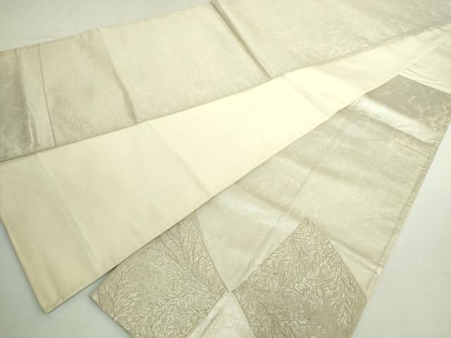 平和屋着物◎中国三大刺繍 相良刺繍 太鼓柄袋帯 枝葉文 銀糸 正絹 逸品 DABE0355ya