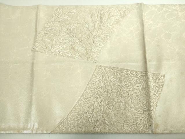 平和屋着物◎中国三大刺繍 相良刺繍 太鼓柄袋帯 枝葉文 銀糸 正絹 逸品 DABE0355ya