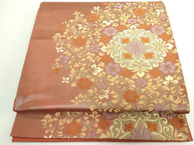 平和屋着物◎六通柄袋帯 正倉院花文 金糸 正絹 逸品 DABE0356ya