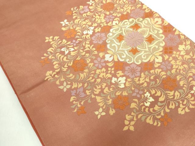 平和屋着物◎六通柄袋帯 正倉院花文 金糸 正絹 逸品 DABE0356ya