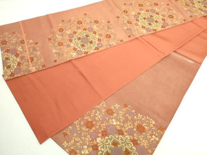平和屋着物◎六通柄袋帯 正倉院花文 金糸 正絹 逸品 DABE0356ya