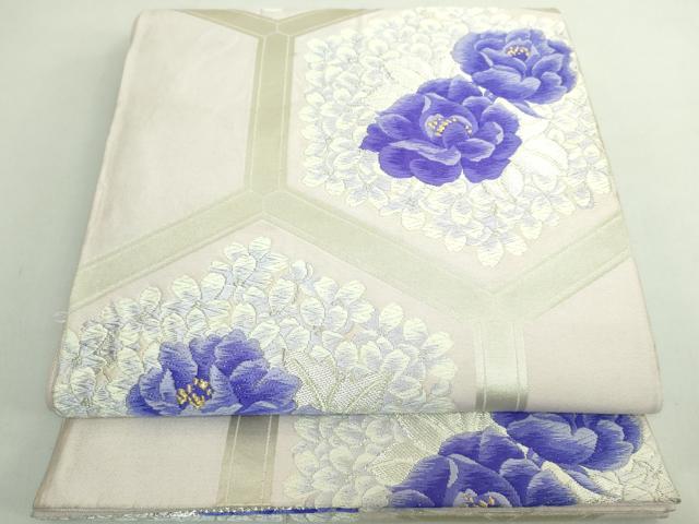 平和屋着物◎六通柄袋帯　唐織　亀甲花文　金銀糸　正絹　逸品　DABE0359ya