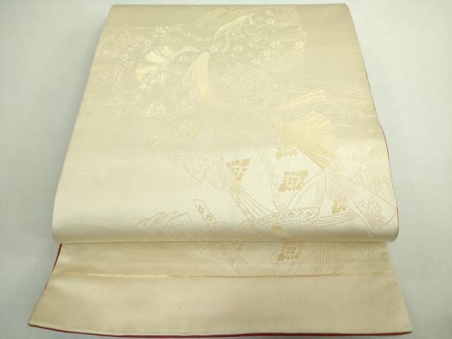 平和屋着物◎両面 全通柄袋帯 女人文 金糸 正絹 逸品 DABE0362ya