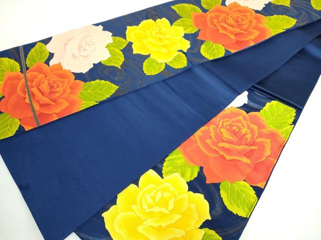 平和屋着物◎六通柄袋帯 流水花文 正絹 逸品 DABE0367ya