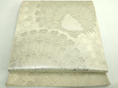 平和屋着物◎六通柄袋帯 孔雀文 プラチナオロール二重箔 正絹 逸品 DABE0368ya