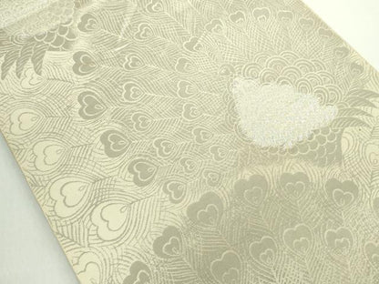 平和屋着物◎六通柄袋帯 孔雀文 プラチナオロール二重箔 正絹 逸品 DABE0368ya