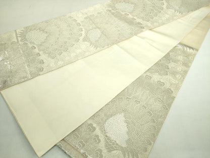 平和屋着物◎六通柄袋帯 孔雀文 プラチナオロール二重箔 正絹 逸品 DABE0368ya