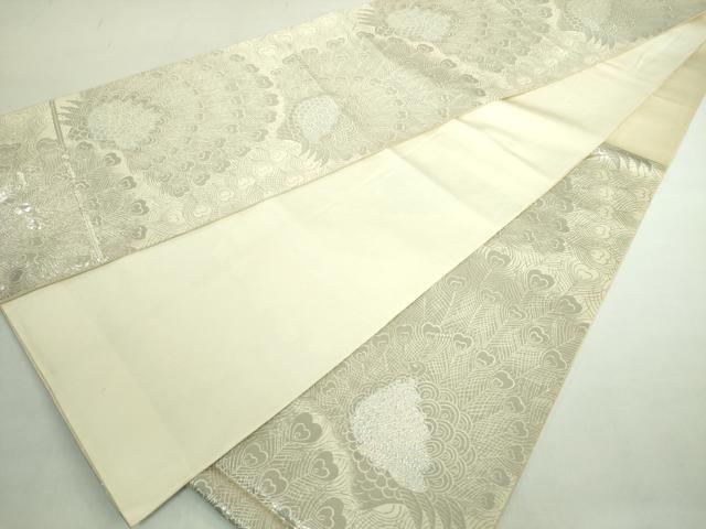 平和屋着物◎六通柄袋帯 孔雀文 プラチナオロール二重箔 正絹 逸品 DABE0368ya