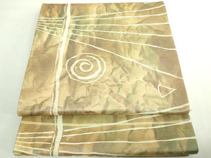 平和屋着物◎六通柄袋帯 幾何学文 正絹 逸品 DABE0369ya