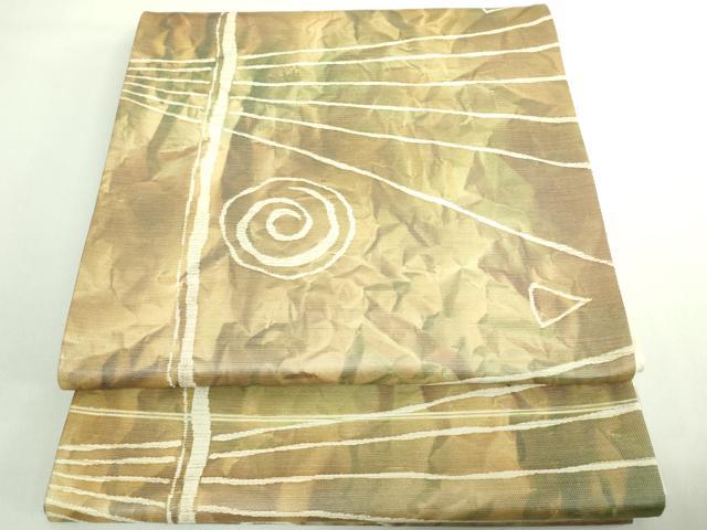 平和屋着物◎六通柄袋帯 幾何学文 正絹 逸品 DABE0369ya