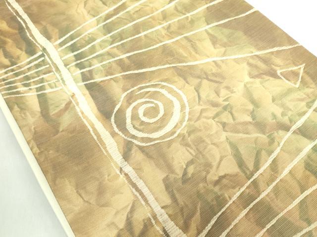平和屋着物◎六通柄袋帯 幾何学文 正絹 逸品 DABE0369ya