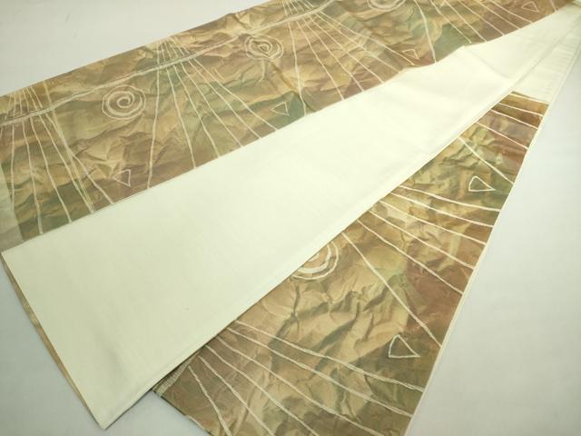 平和屋着物◎六通柄袋帯 幾何学文 正絹 逸品 DABE0369ya