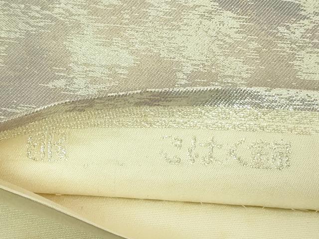 平和屋着物◎西陣 服部織物謹製 六通柄袋帯 花鳥文 こはく錦 銀糸 引箔 正絹 逸品 DABE0370ya