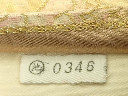 平和屋着物◎六通柄袋帯 切嵌吉祥花文 金糸 正絹 逸品 DABE0372ya