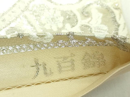 平和屋着物◎六通柄袋帯 扇華文 九百錦 銀糸 正絹 逸品 DABE0374ya