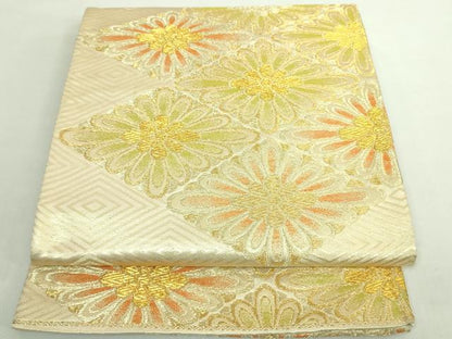 平和屋着物◎六通柄袋帯 花菱文 金糸 正絹 逸品 DABE0381ya