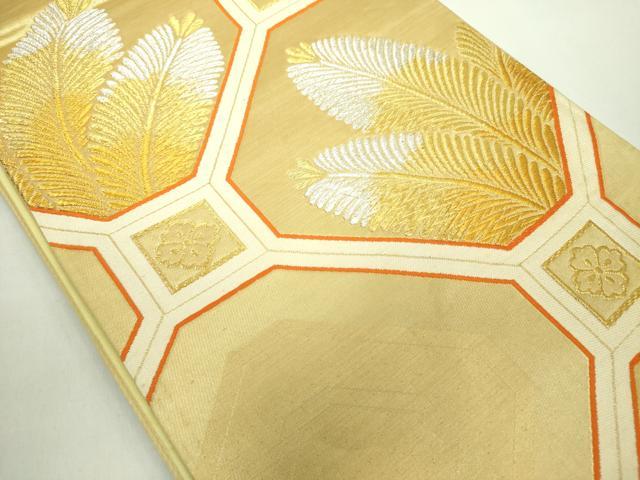 平和屋着物◎六通柄袋帯　蜀江松葉文　金銀糸　正絹　逸品　DABE0383ya