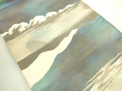 平和屋着物◎六通柄袋帯　霞文　金糸　引箔　正絹　逸品　DABE0391ya
