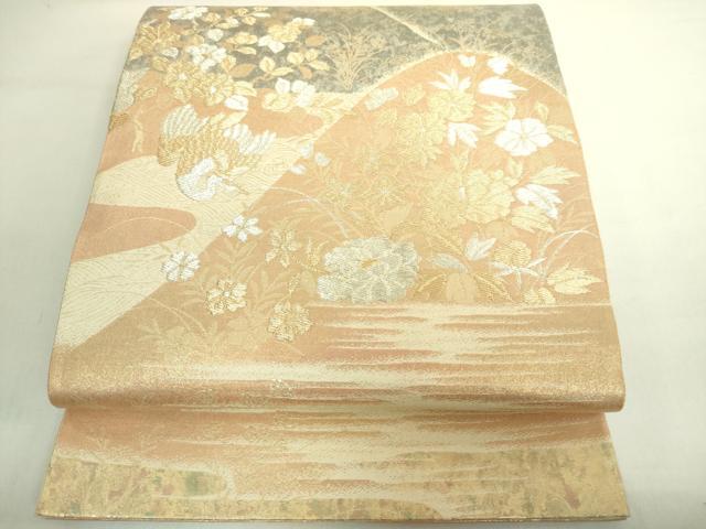 平和屋着物◎六通柄袋帯 美綾にしき 錦引箔 金銀糸 正絹 逸品 DABE0393ya