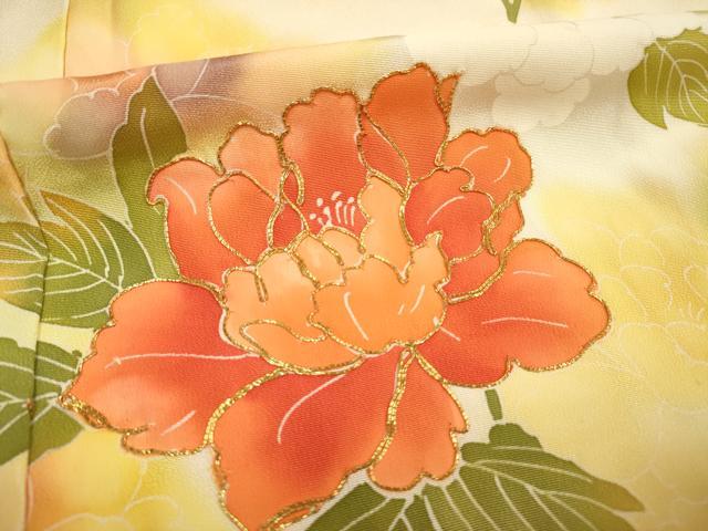 平和屋着物■訪問着 手描き 駒刺繍 草花文 正絹 逸品 DABE0397ya