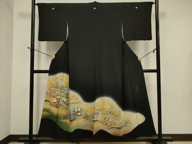 平和屋着物■豪華黒留袖 作家物 風景文 金彩 正絹 逸品 DABE0399ya