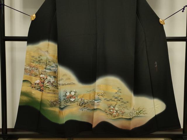 平和屋着物■豪華黒留袖 作家物 風景文 金彩 正絹 逸品 DABE0399ya