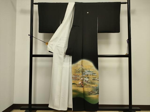 平和屋着物■豪華黒留袖 作家物 風景文 金彩 正絹 逸品 DABE0399ya