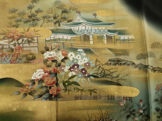 平和屋着物■豪華黒留袖 作家物 風景文 金彩 正絹 逸品 DABE0399ya