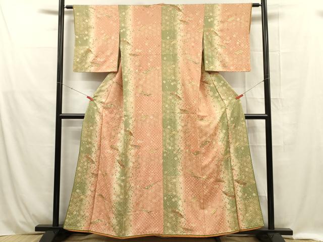 平和屋着物■上質な小紋 扇面花文 金彩 やまと誂製 正絹 逸品 DABE0400ya