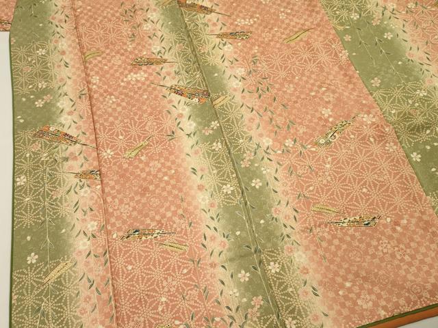 平和屋着物■上質な小紋 扇面花文 金彩 やまと誂製 正絹 逸品 DABE0400ya