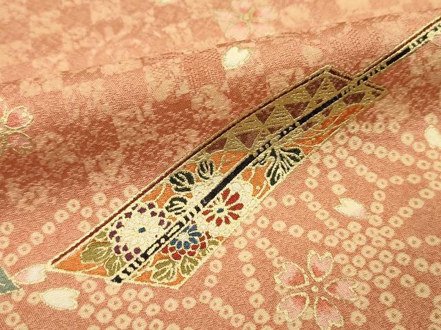 平和屋着物■上質な小紋 扇面花文 金彩 やまと誂製 正絹 逸品 DABE0400ya