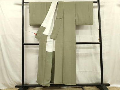 平和屋着物■上質な色無地 松葉文 正絹 逸品 DABE0407ya